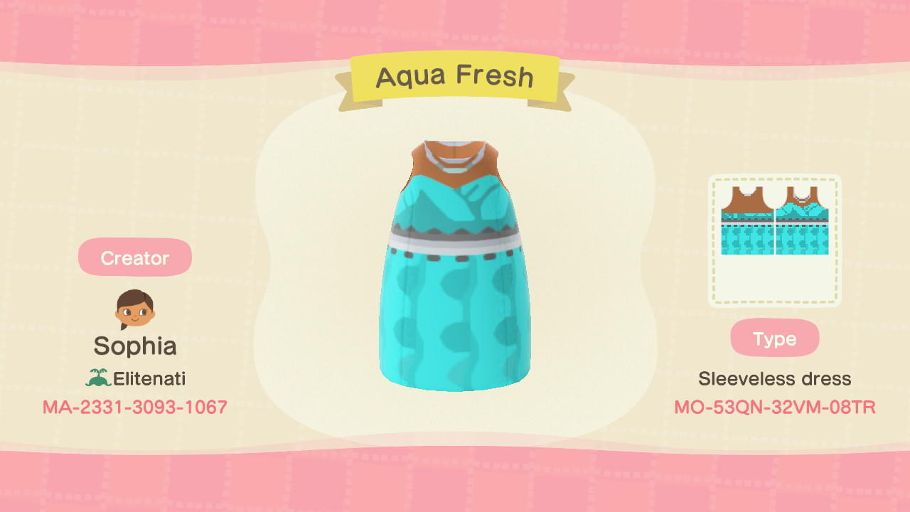 Animal Crossing Design Code: MO-53QN-32VM-08TR Aqua Fresh