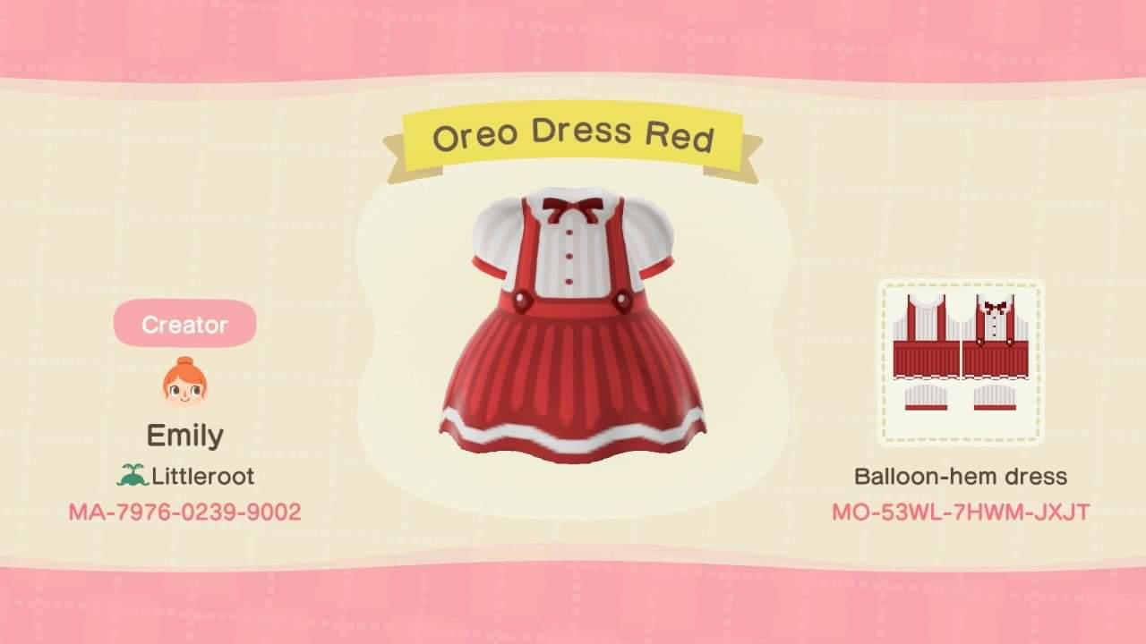 Animal Crossing Design Code: MO-53WL-7HWM-JXJT Oreo Dress Red
