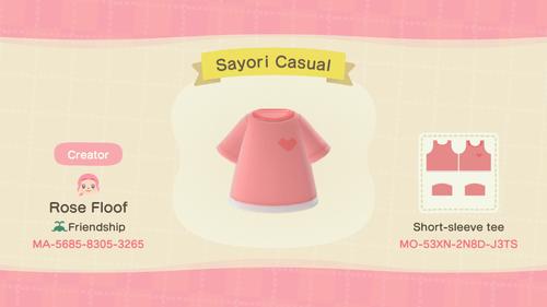 Animal Crossing Design Code: MO-53XN-2N8D-J3TS Sayori Casual