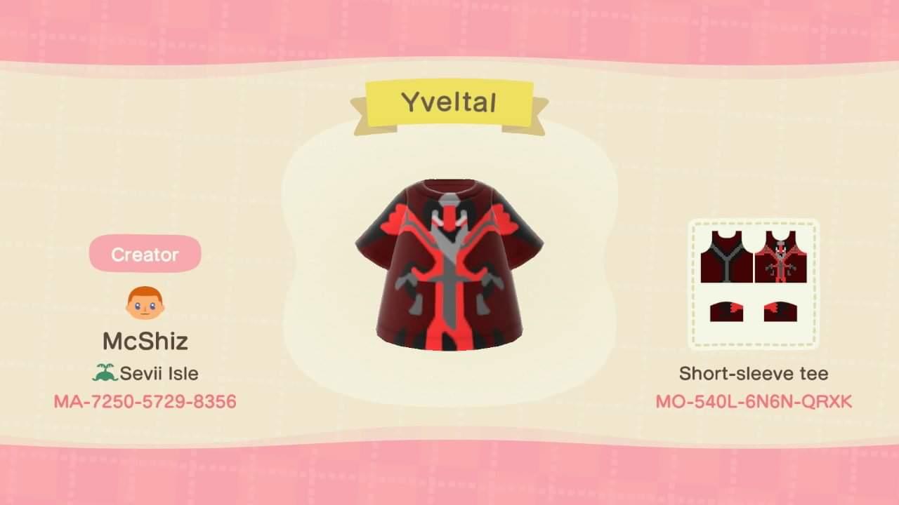 Animal Crossing Design Code: MO-540L-6N6N-QRXK Yveltal
