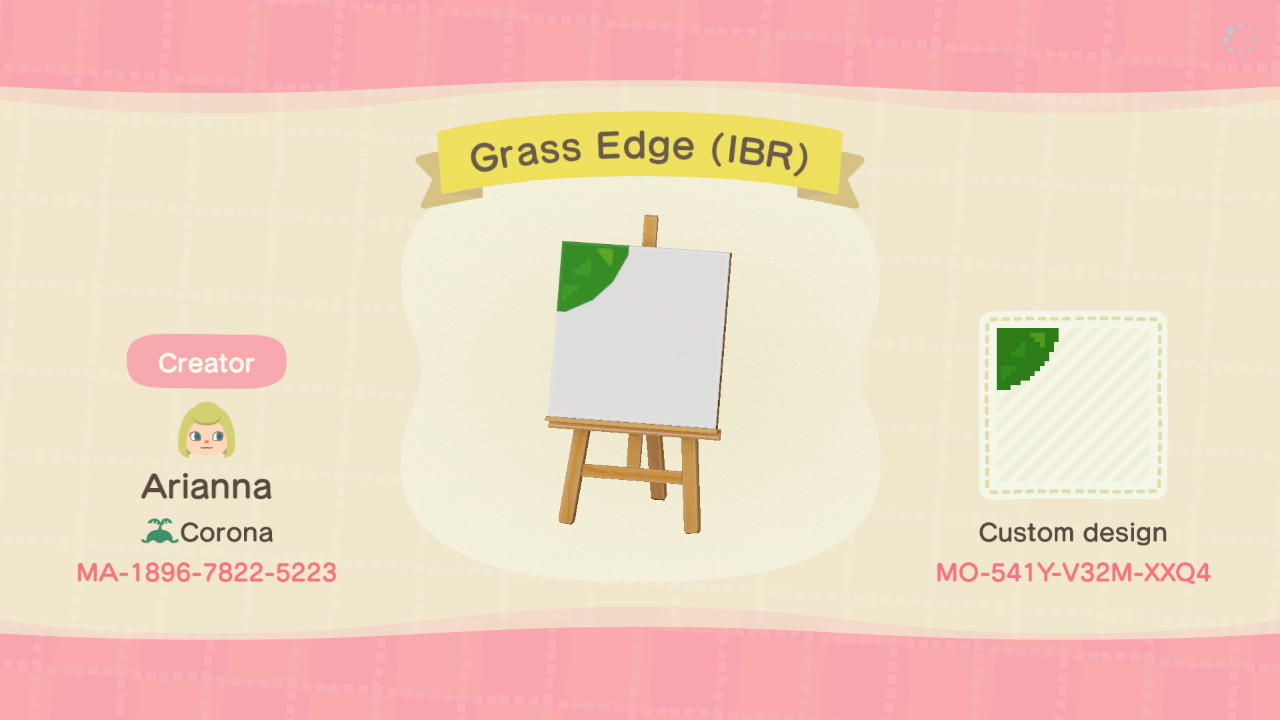 Animal Crossing Design Code: MO-541Y-V32M-XXQ4 Grass Edge (IBR)