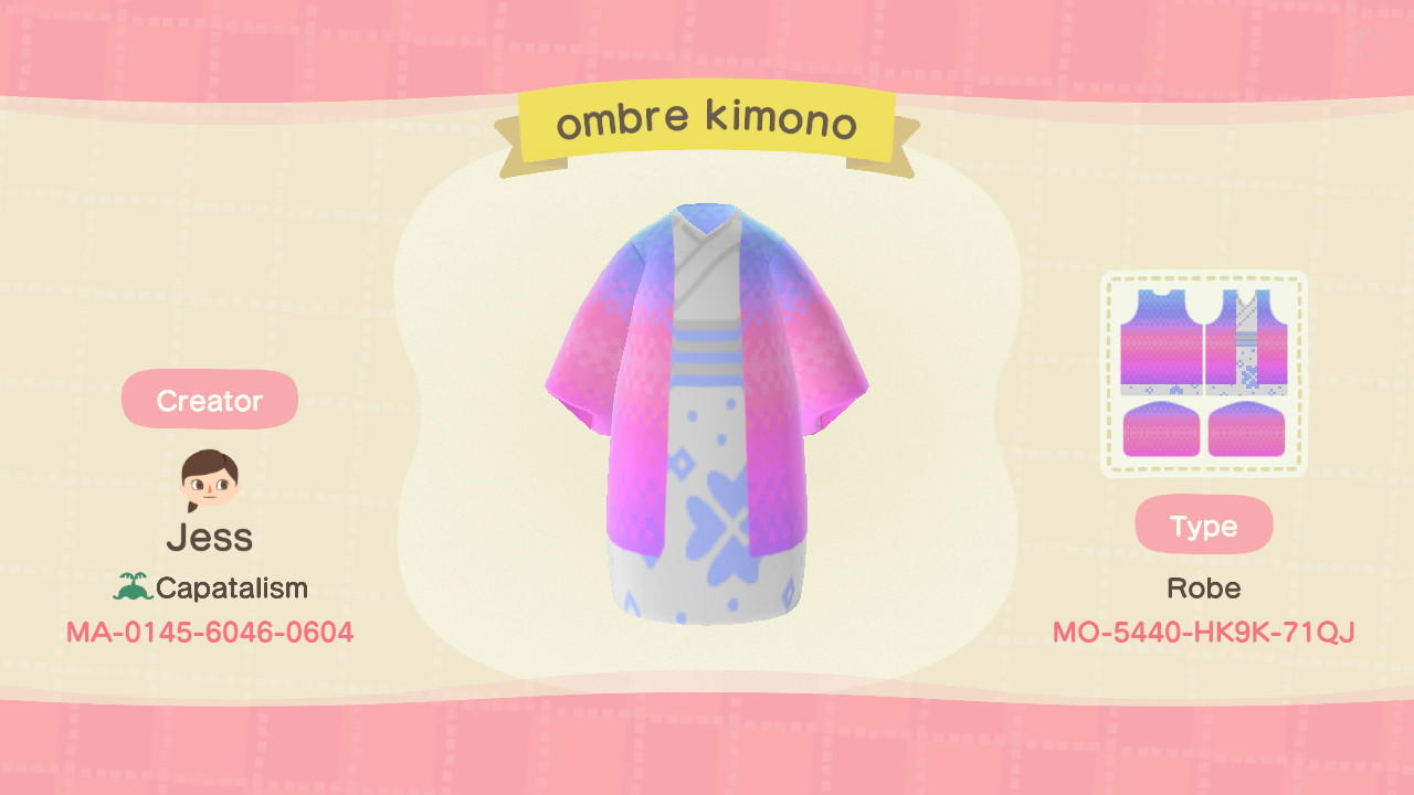 Animal Crossing Design Code: MO-5440-HK9K-71QJ ombre kimono