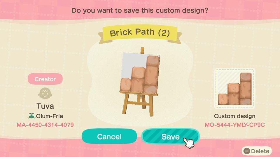 Animal Crossing Design Code: MO-5444-YMLY-CP9C Brick Path (2)