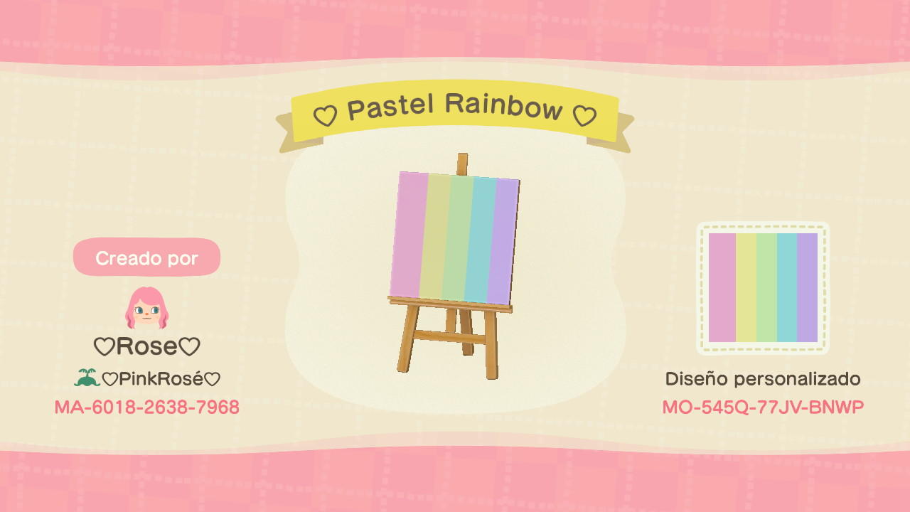 Animal Crossing Design Code: MO-545Q-77JV-BNWP Pastel Rainbow