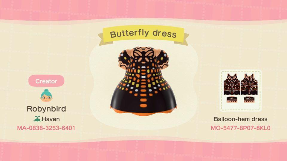 Animal Crossing Design Code: MO-5477-8P07-8KL0 Butterfly Dress