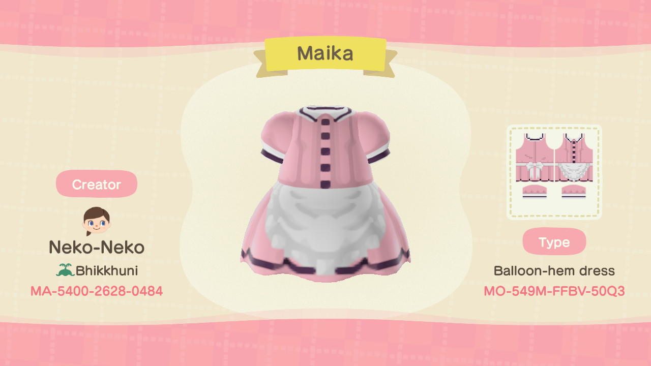 Animal Crossing Design Code: MO-549M-FFBV-50Q3 Maika (Blend S)