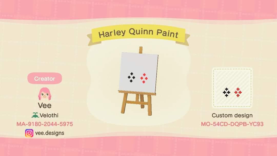 Animal Crossing Design Code: MO-54CD-DQPB-YC93 Harley Quinn Paint