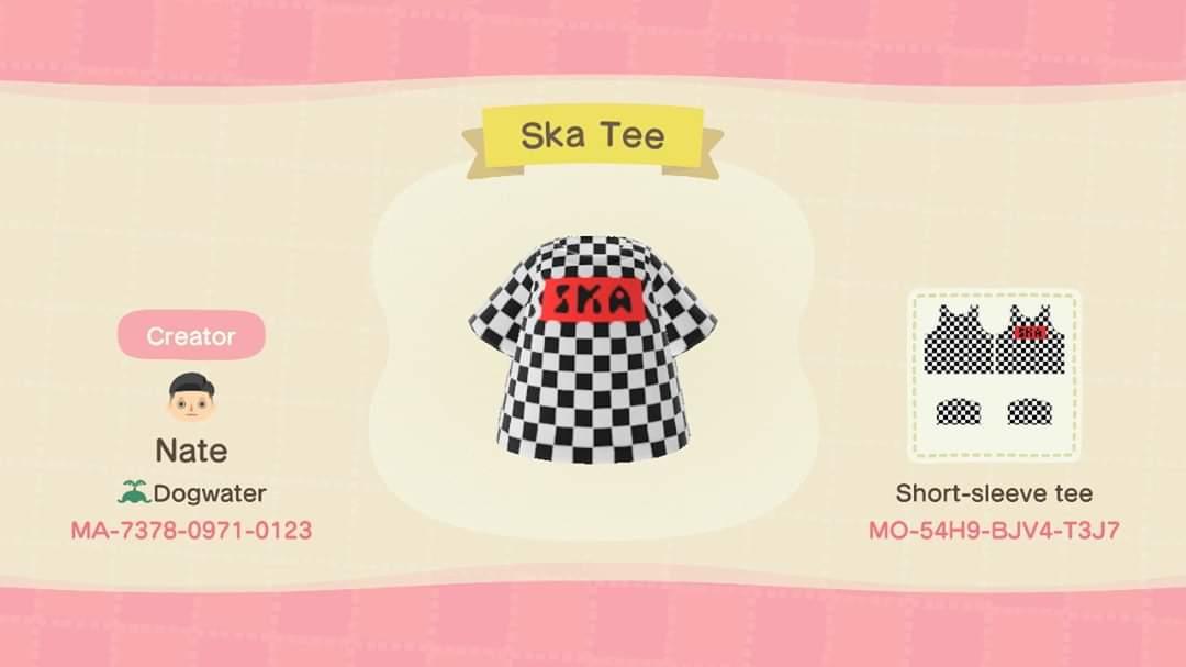 Animal Crossing Design Code: MO-54H9-BJV4-T3J7 Ska Tee