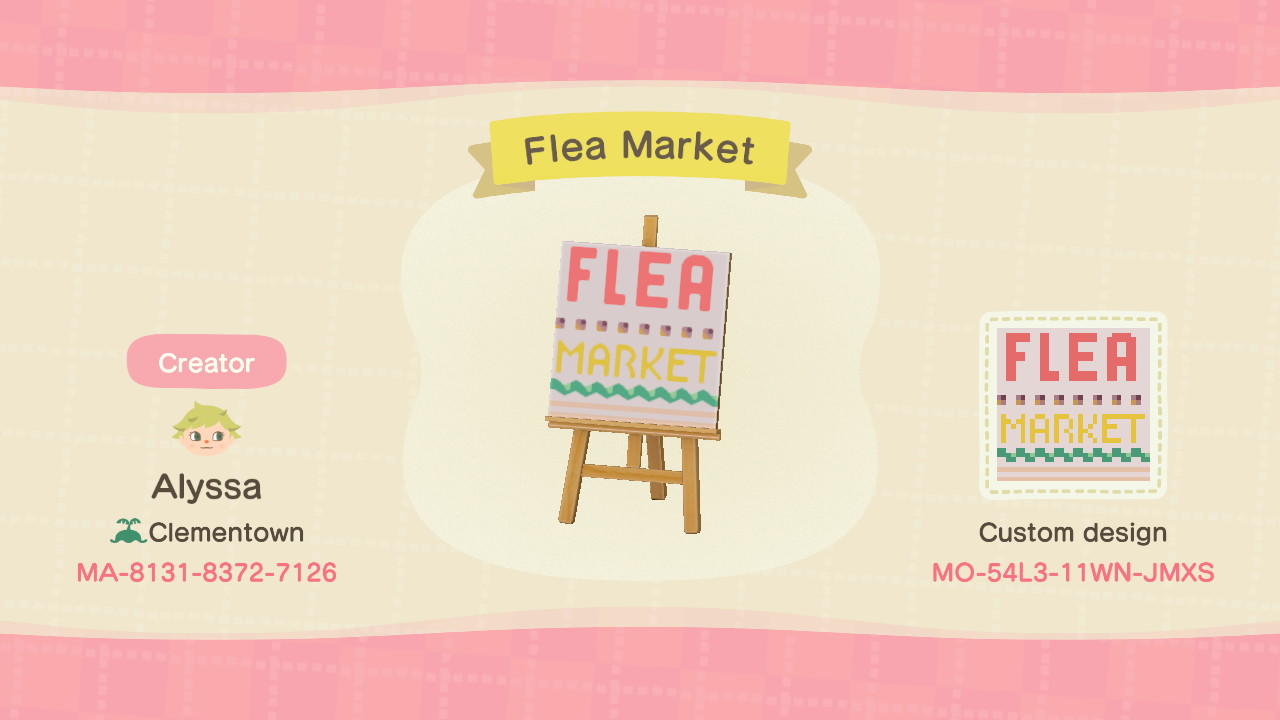 Animal Crossing Design Code: MO-54L3-11WN-JMXS Flea Market