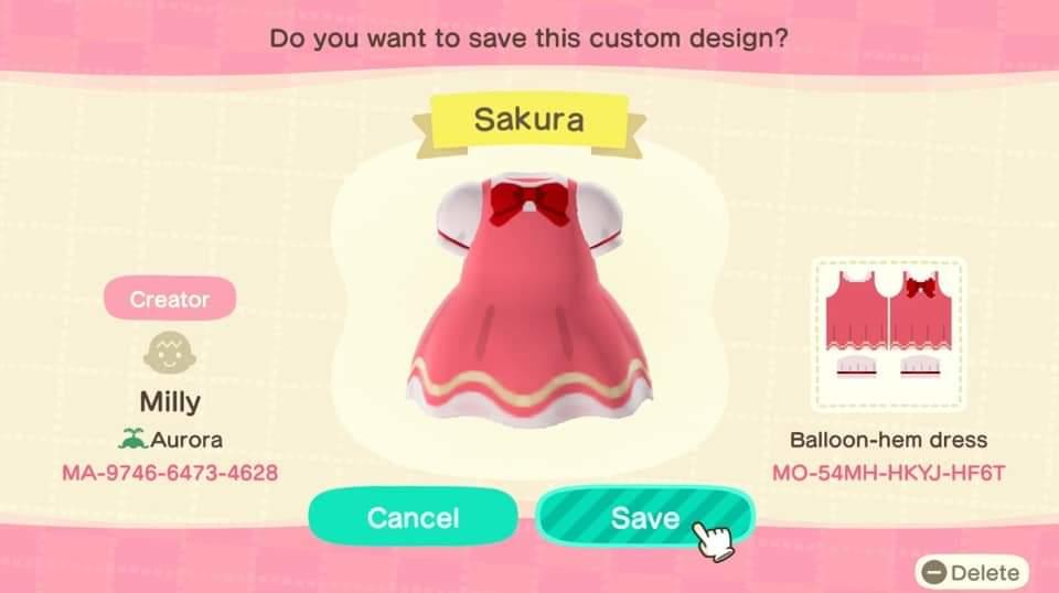 Animal Crossing Design Code: MO-54MH-HKYJ-HF6T Sakura