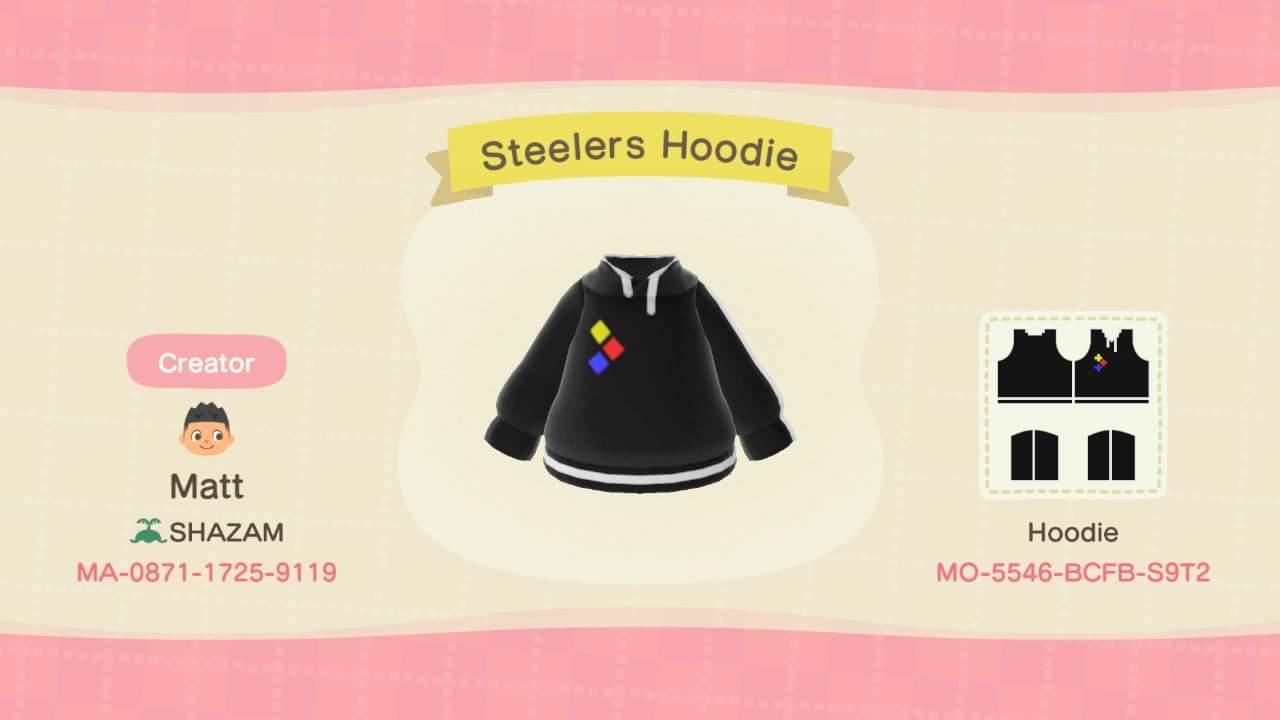 Animal Crossing Design Code: MO-5546-BCFB-S9T2 Steelers Hoodie