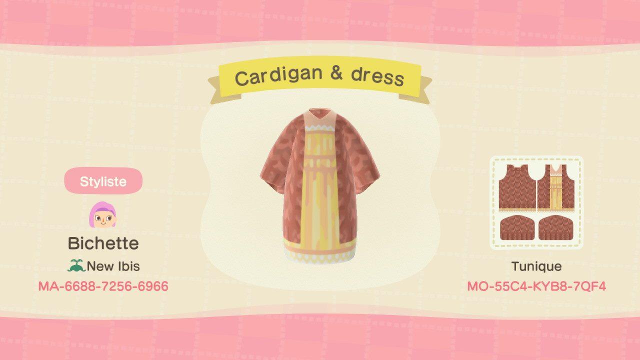 Animal Crossing Design Code: MO-55C4-KYB8-7QF4 Cardigan & dress
