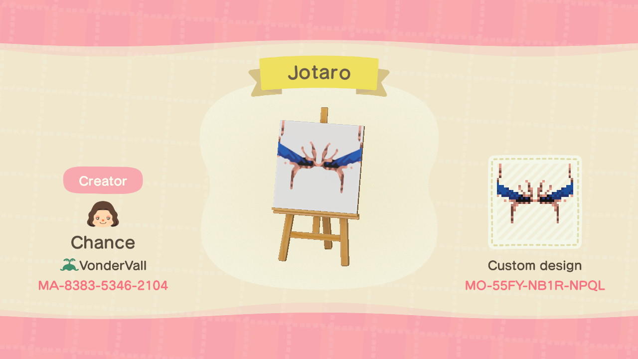 Animal Crossing Design Code: MO-55FY-NB1R-NPQL Jotaro Brows JoJo
