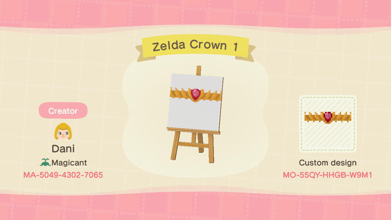 Animal Crossing Design Code: MO-55QY-HHGB-W9M1 Zelda Crown 1