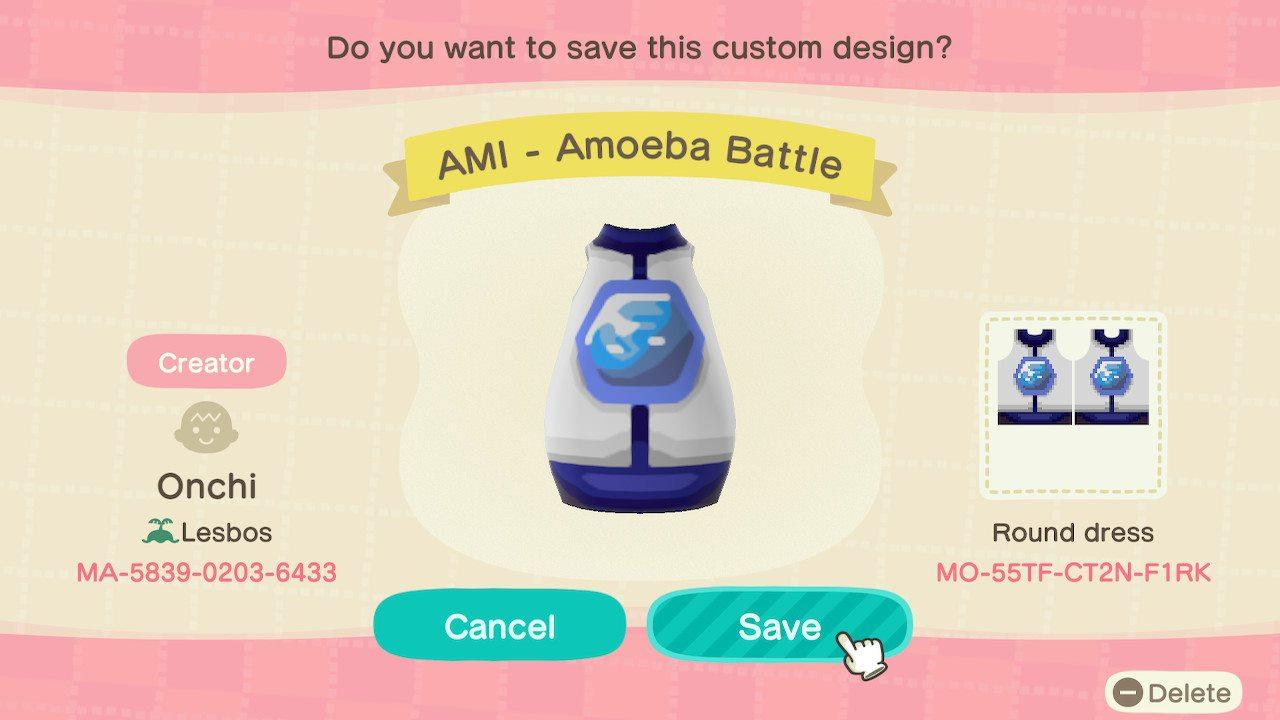 Animal Crossing Design Code: MO-55TF-CT2N-FNRK AMI - Amoeba Battle