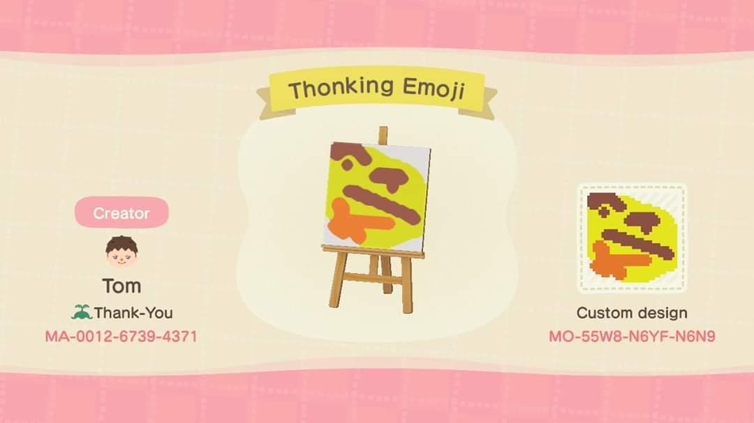 Animal Crossing Design Code: MO-55W8-N6YF-N6N9 Thonking Emoji