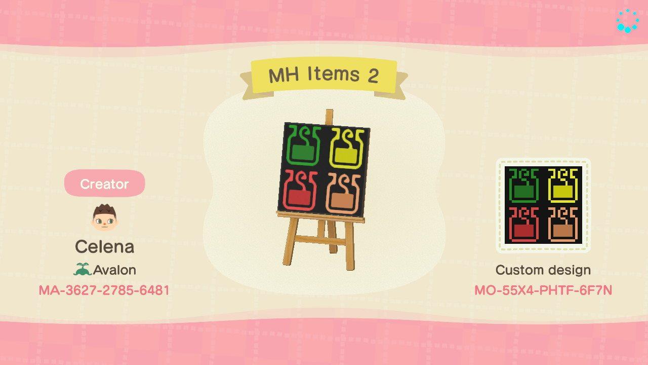 Animal Crossing Design Code: MO-55X4-PHTF-6F7N MH Items 2