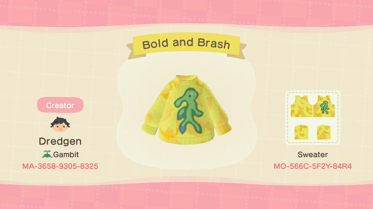 Animal Crossing Design Code: MO-566C-5F2Y-84R4 Bold and Brash
