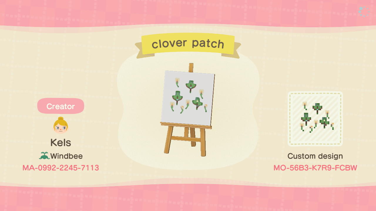 Animal Crossing Design Code: MO-56B3-K7R9-FCBW clover patch