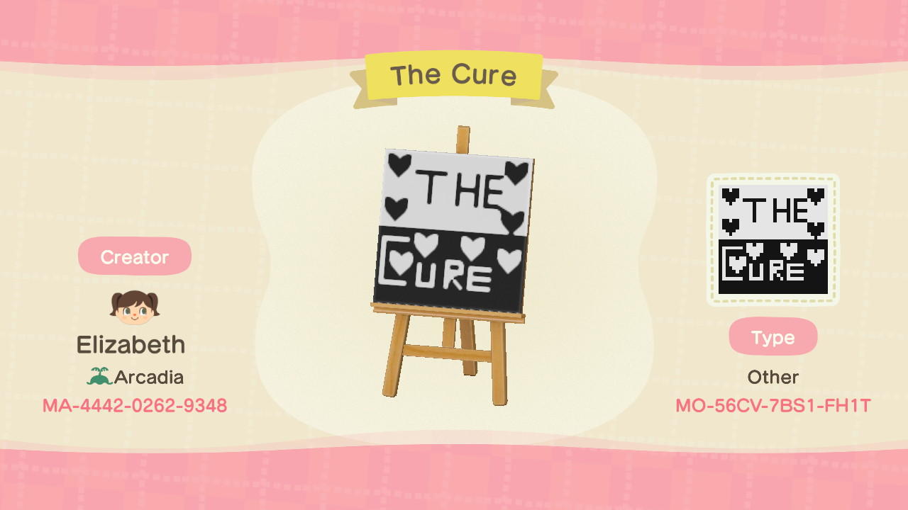 Animal Crossing Design Code: MO-56CV-7BS1-FH1T The Cure