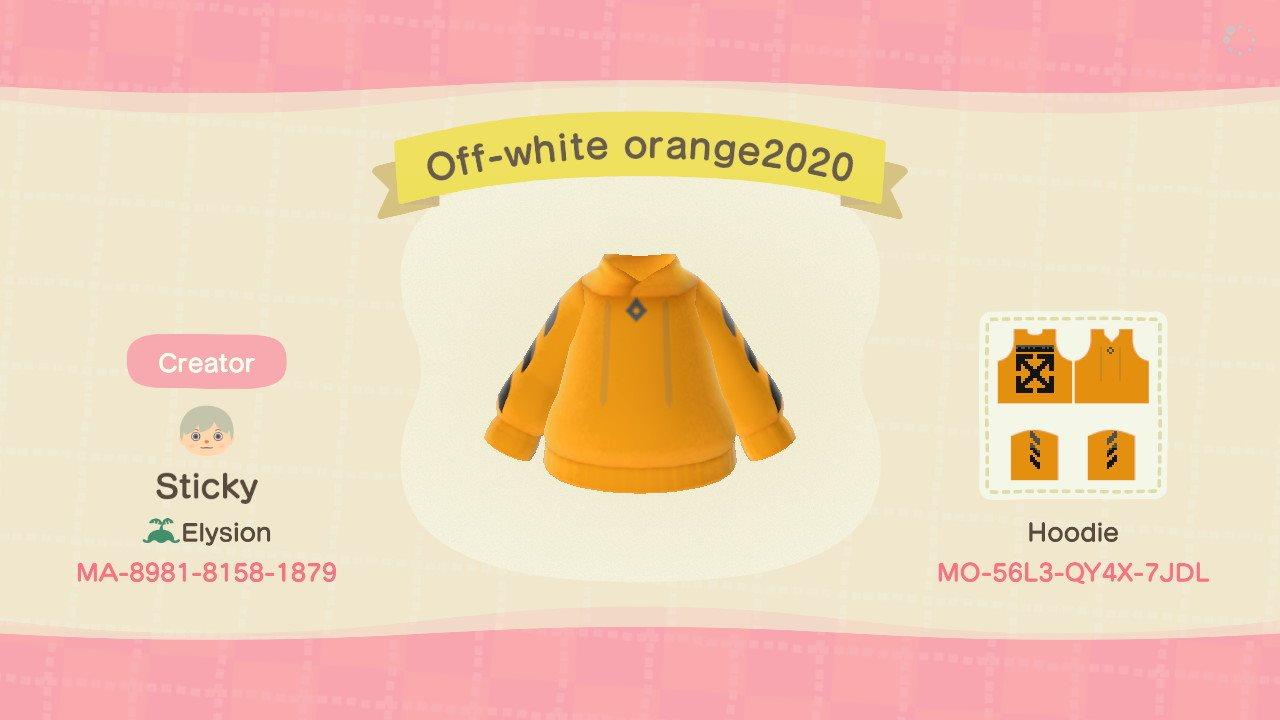 Animal Crossing Design Code: MO-56L3-QY4X-7JDL Off-white orange2020