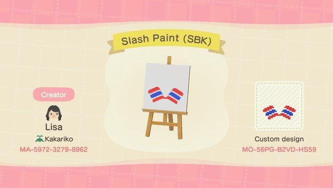 Animal Crossing Design Code: MO-56PG-B2VD-HS59 Slash Paint (SBK)
