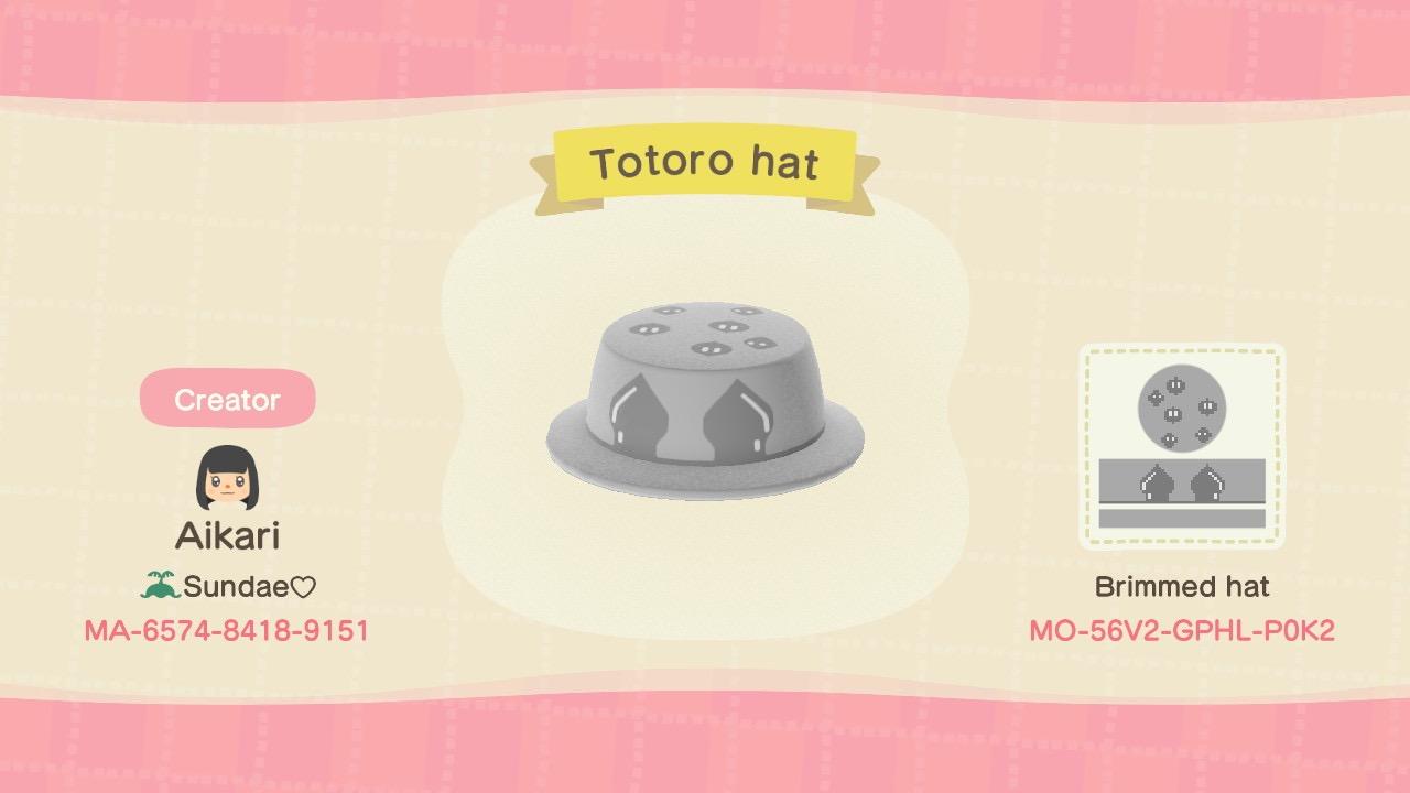 Animal Crossing Design Code: MO-56V2-GPHL-P0K2 Totoro Hat