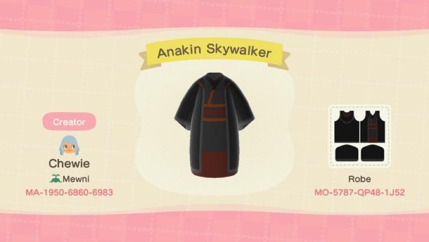 Animal Crossing Design Code: MO-5787-QP48-1J52 Anakin Skywalker