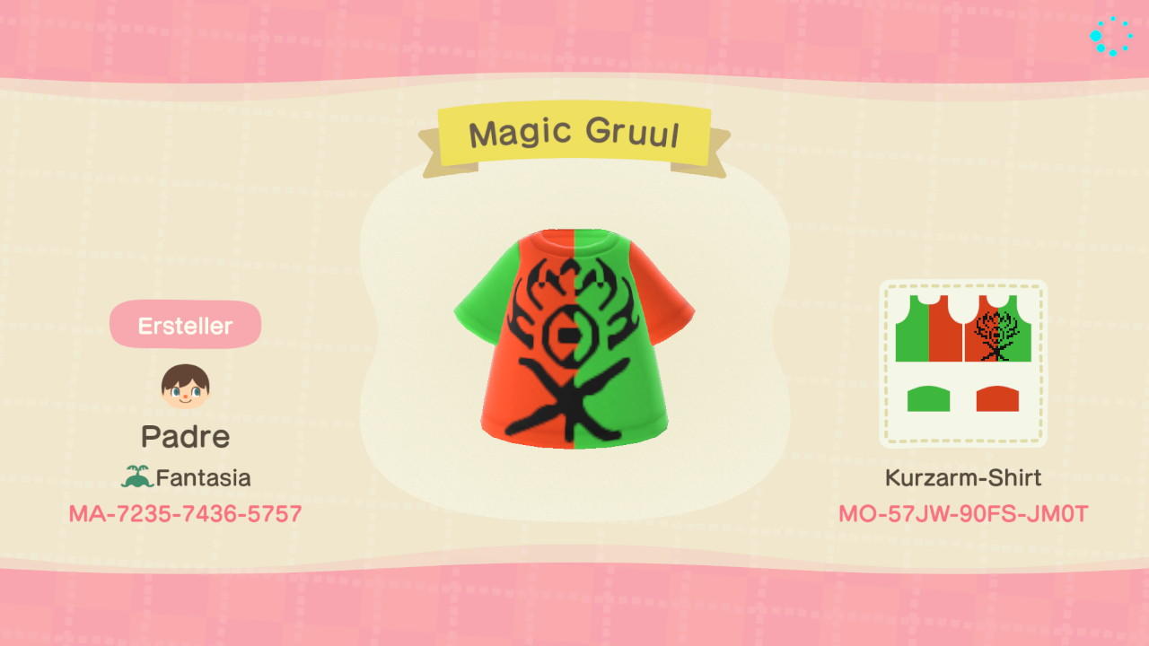 Animal Crossing Design Code: MO-57JW-90FS-JM0T Magic Gruul