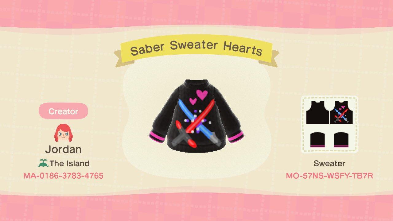 Animal Crossing Design Code: MO-57NS-WSFY-TB7R Saber Sweater Hearts