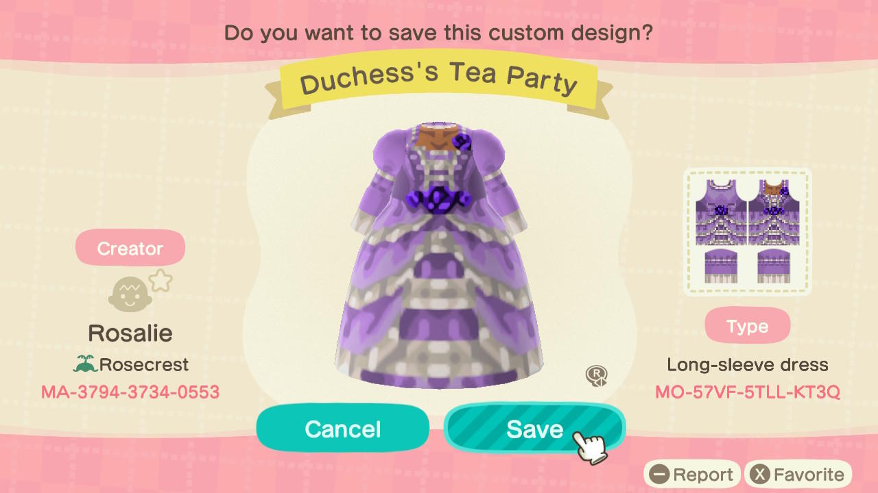 Animal Crossing Design Code: MO-57VF-5TLL-KT3Q Duchess’ Tea Party
