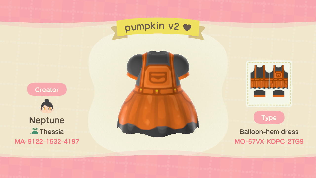 Animal Crossing Design Code: MO-57VX-KDPC-2TG9 pumpkin v2 ♥