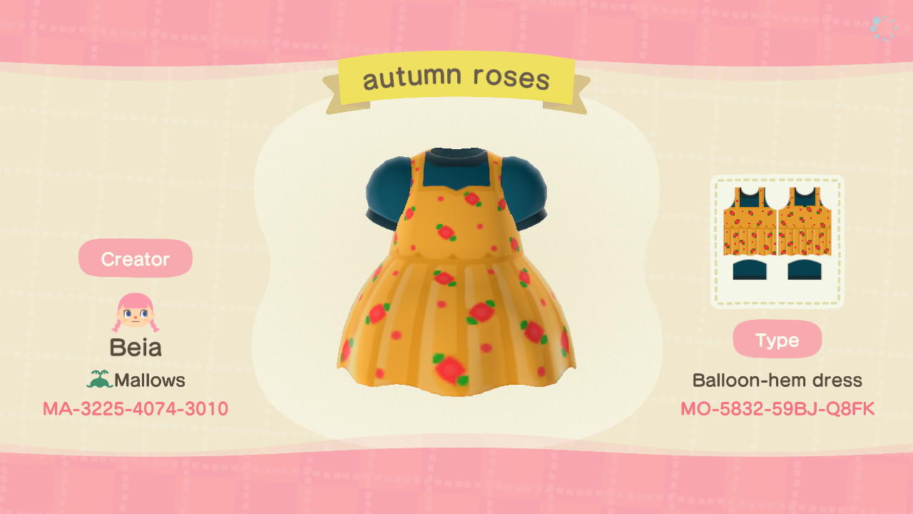 Animal Crossing Design Code: MO-5832-59BJ-Q8FK Autumn Roses