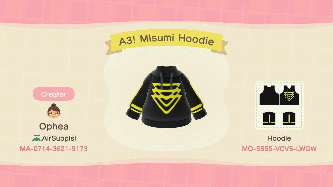 Animal Crossing Design Code: MO-5855-VCV5-LWGW A3! Misumi Hoodie