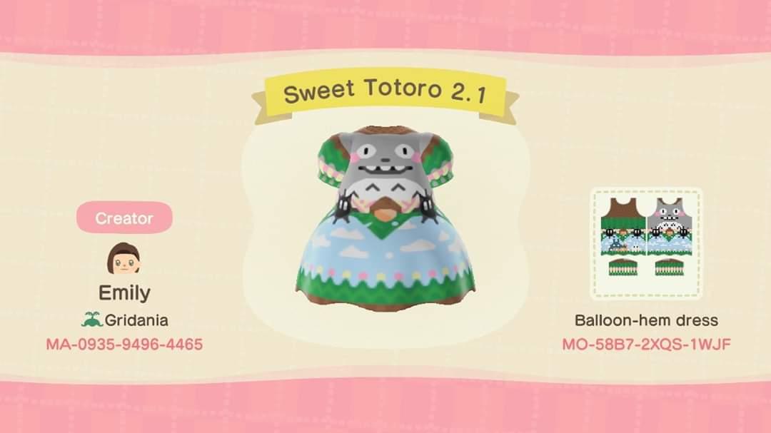Animal Crossing Design Code: MO-58B7-2XQS-1WJF Sweet Totoro 2.1