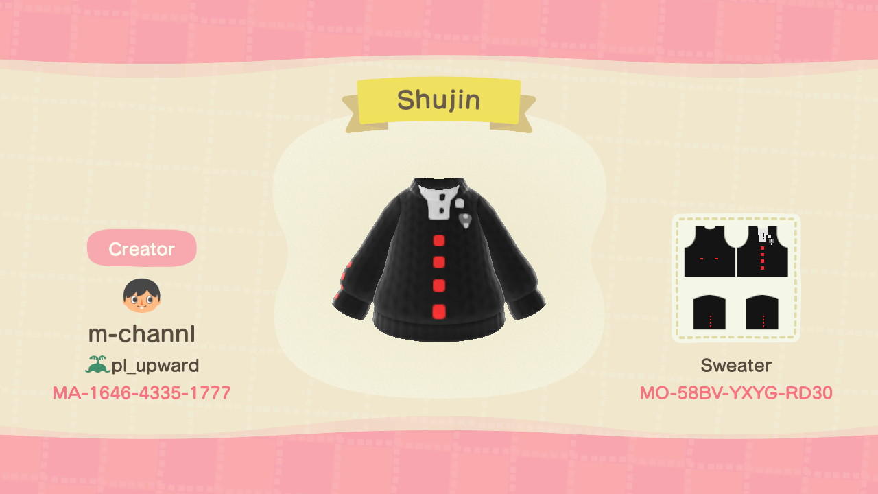 Animal Crossing Design Code: MO-58BV-YXYG-RD30 Shujin