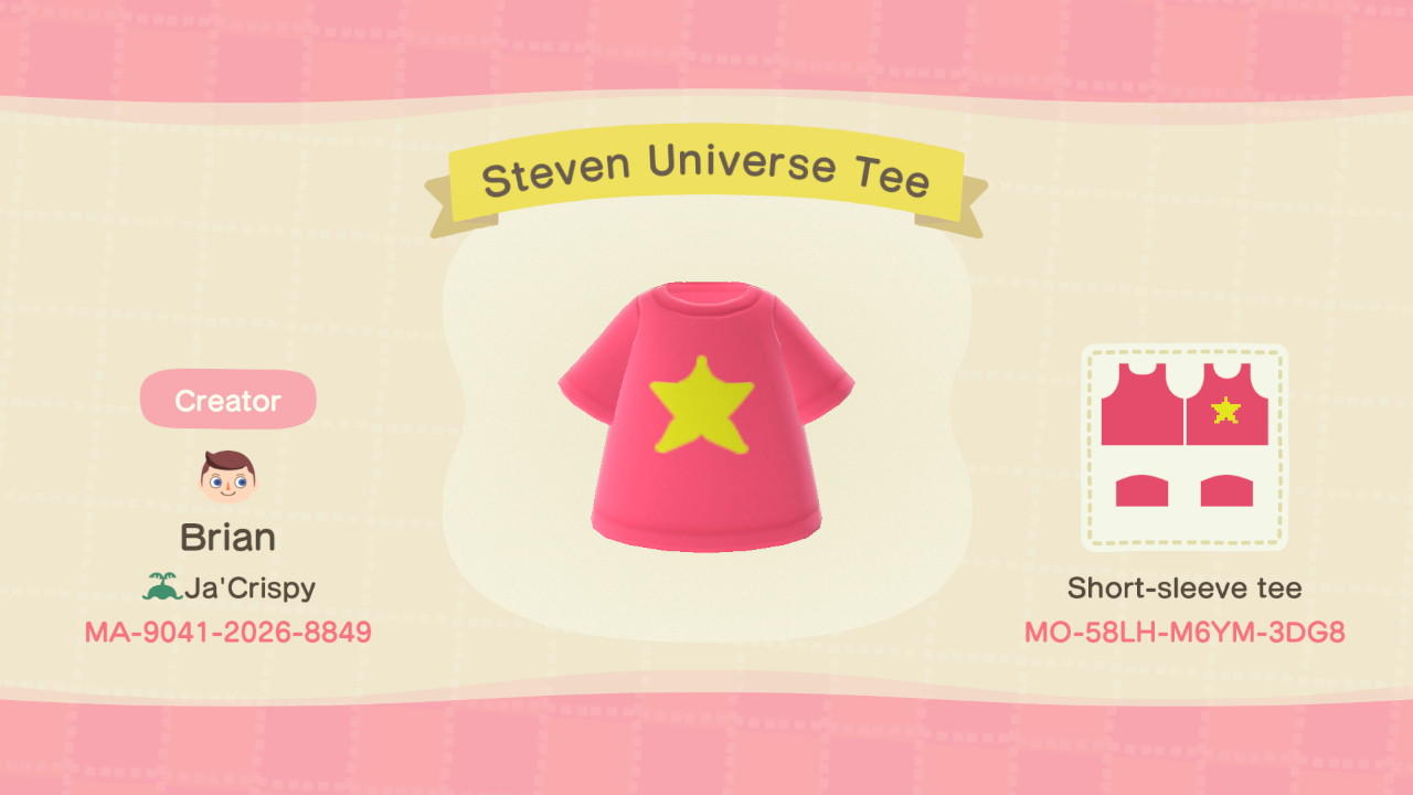 Animal Crossing Design Code: MO-58LH-M6YM-3DG8 Steven Universe Tee