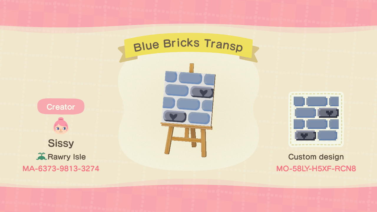 Animal Crossing Design Code: MO-58LY-H5XF-RCN8 Blue Bricks Transp