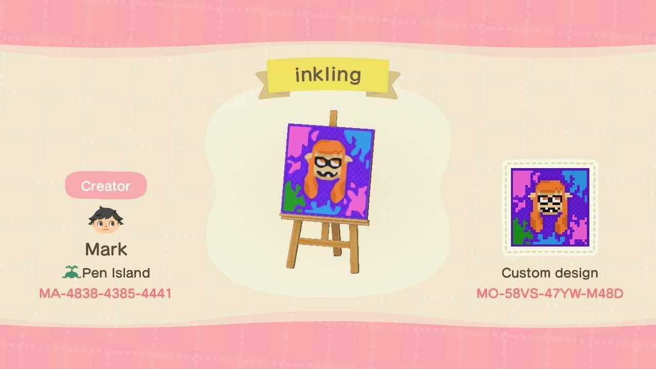 Animal Crossing Design Code: MO-58VS-47YW-M48D Inkling
