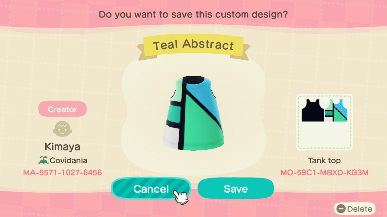 Animal Crossing Design Code: MO-59C1-MBXD-KG3M Teal Abstract