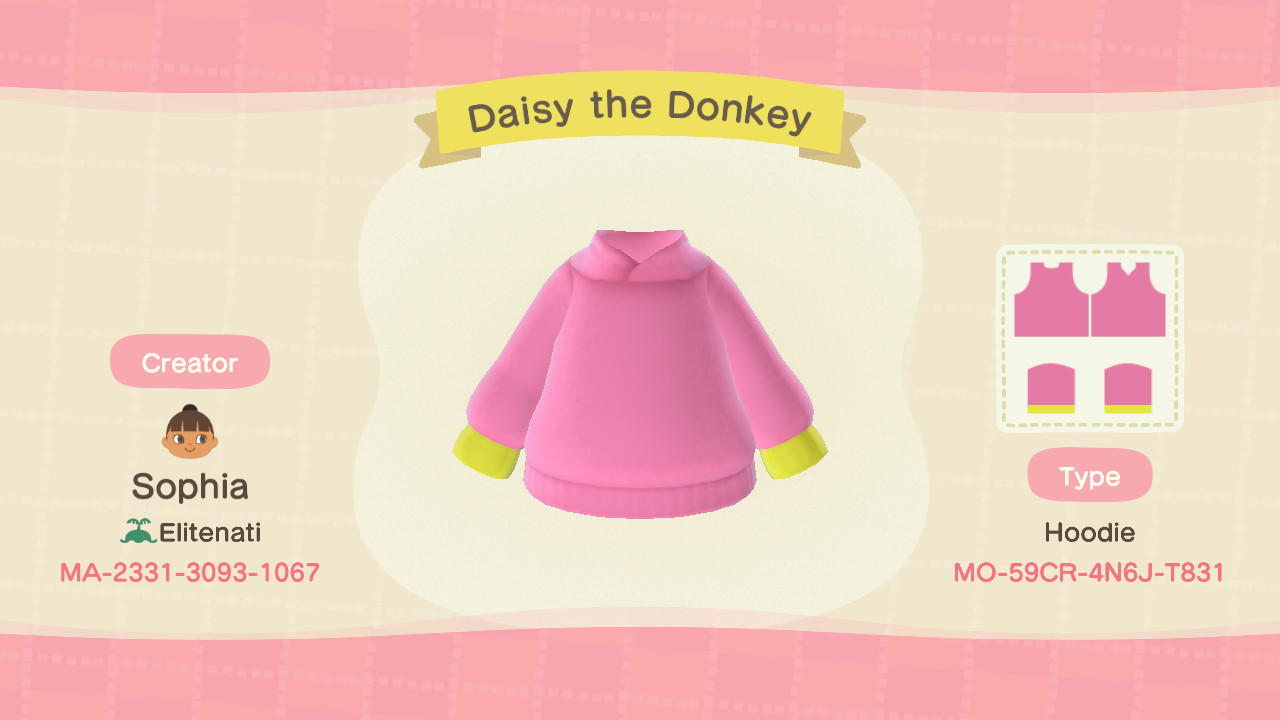 Animal Crossing Design Code: MO-59CR-4N6J-T831 Daisy the Donkey