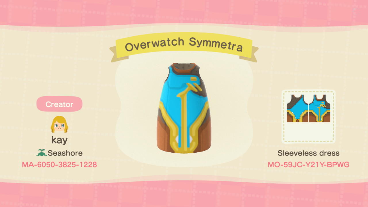 Animal Crossing Design Code: MO-59JC-Y21Y-BPWG Overwatch Symmetra