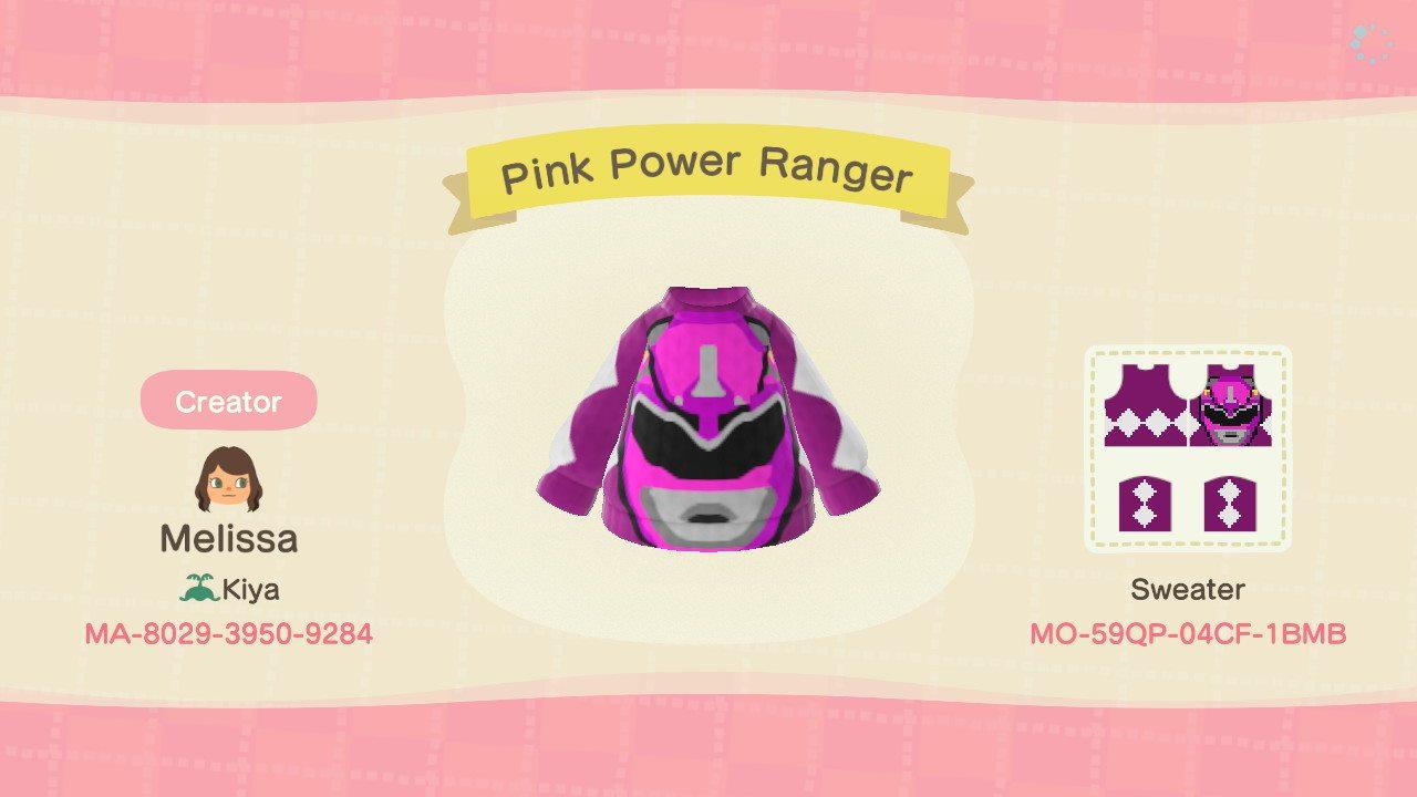 Animal Crossing Design Code: MO-59QP-04CF-1BMB Pink Power Ranger