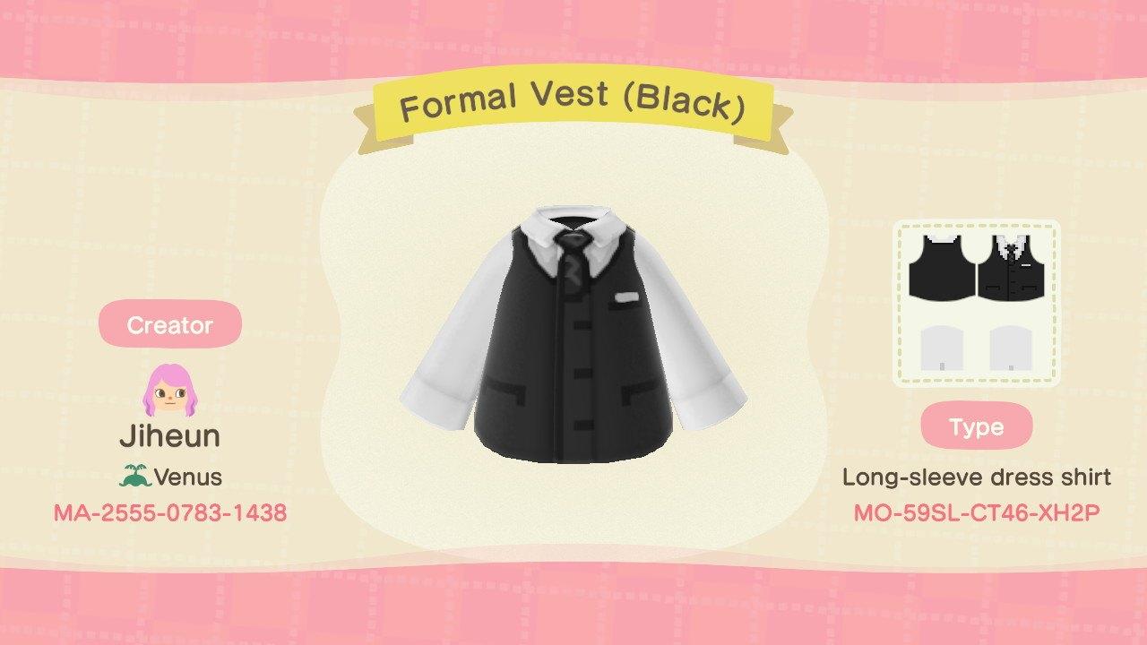 Animal Crossing Design Code: MO-59SL-CT46-XH2P Formal Vest (Black)