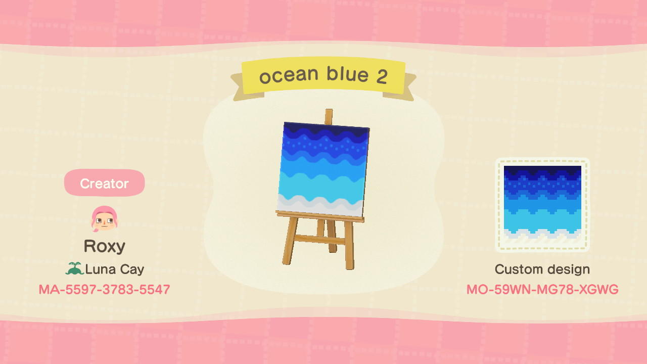 Animal Crossing Design Code: MO-59WN-MG78-XGWG ocean blue 2