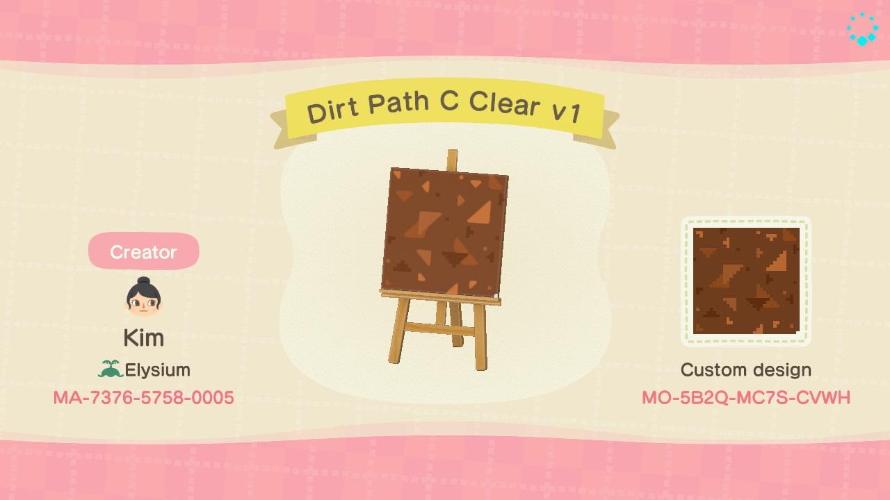 Animal Crossing Design Code: MO-5B2Q-MC7S-CVWH Dirt Path C Clear v1