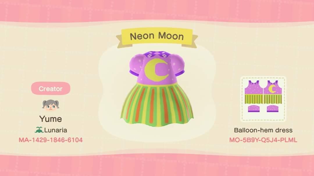 Animal Crossing Design Code: MO-5B9Y-Q5J4-PLML Neon Moon