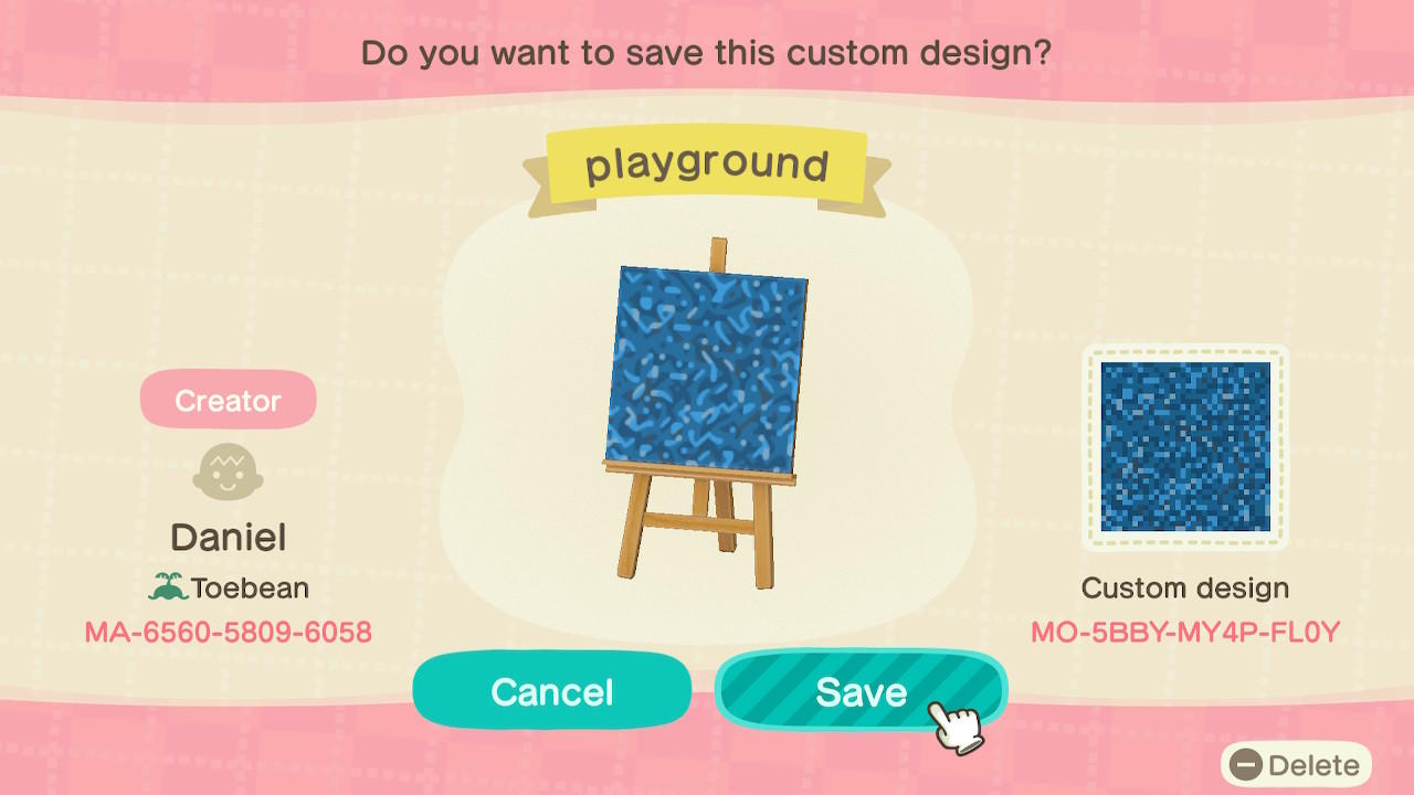 Animal Crossing Design Code: MO-5BBY-MY4P-FL0Y Blue Playground