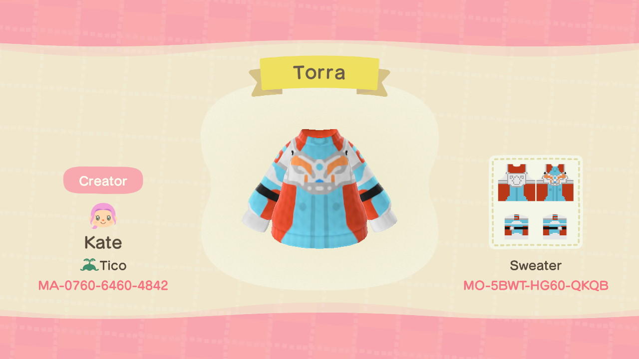 Animal Crossing Design Code: MO-5BWT-HG60-QKQB Torra
