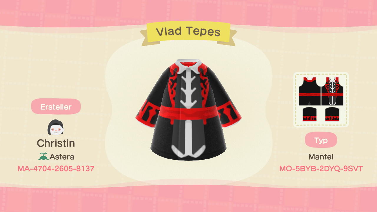 Animal Crossing Design Code: MO-5BYB-2DYQ-9SVT Castlevania Dracula